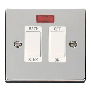 Polished Chrome 20A DP Sink/bath Switch - White Trim - SE Home