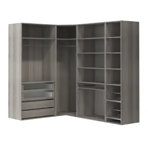 GoodHome Atomia Freestanding Grey oak effect Chipboard Wardrobe, clothing & shoes organiser (H)2250mm (W)3800mm (D)580mm