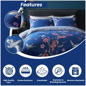 Alura Cotton Blend Floral Duvet Cover with Pillowcases Single Duvet Cover + 1 Standard Pillowcase