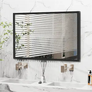 Liedson Metal Framed Wall Mounted Bathroom Mirror in Black 120cm x 76cm