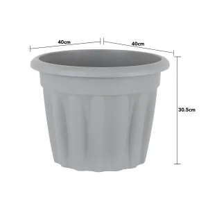 Wham 4x Vista Plastic Planter, Round Garden Plant Pot, Medium Floor Pot (40cm, 20L, Pack of 4) Made in UK (Upcycle Grey)