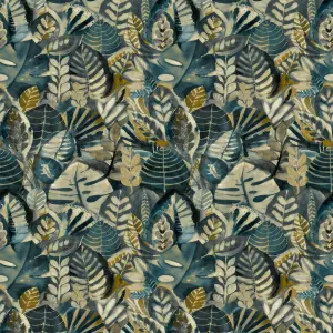 GDUK Watercolour Paradise Jungle Kandake Textured Wallpaper, Charcoal Ochre