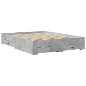 Berkfield Bed Frame with Drawers without Mattress Concrete Grey 160x200 cm