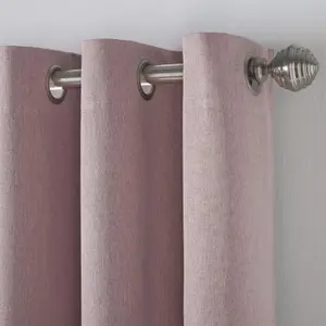 Linen Look Eyelet Ring Top Blackout Curtains Blush 110cm x 229cm