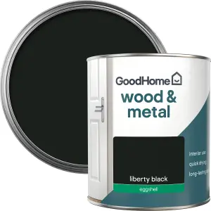 GoodHome Liberty black Eggshell Metal & wood paint, 750ml