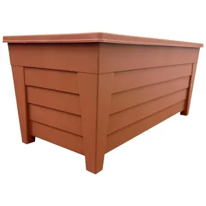 1 x Large Long 55cm Terracotta Grosvenor Trough Flower Garden Planter For Home, Greenhouse & Patios