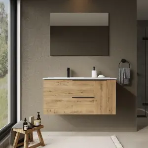 Banyetti Celtic Duo 1000mm Wall Hung Basin Unit with Door & Basin - Ostippo Oak