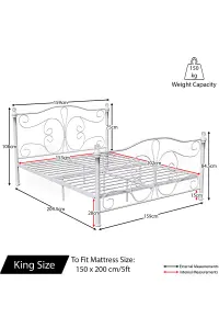 Vida Designs Chicago White 5ft King Size Metal Bed Frame