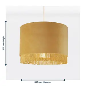 First Choice Lighting Sand Velvet With Chrome Inner Tassled Light Shade