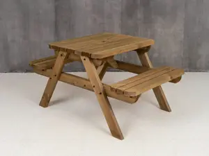 Fortem Rounded Pub Style Picnic Table Benches Set (4ft, Rustic brown)