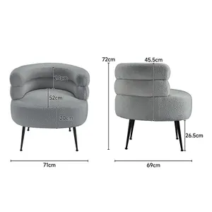 Curved Upholstered Single Sofa Accent Chair Armchair with Metal Legs