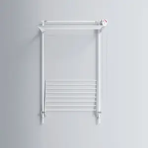 Wall Plus 80, Wall mounted upright dryer, retractable and foldable, White 88x137x52 cm Right-hand clutch