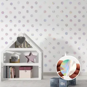 Walplus Polka Dots Holographic Kids Sticker Aluminium Film Silver