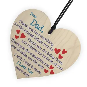 Red Ocean Dad I Love You Everyday Father's Day Gift Wooden Hanging Heart Cute Dad Sign