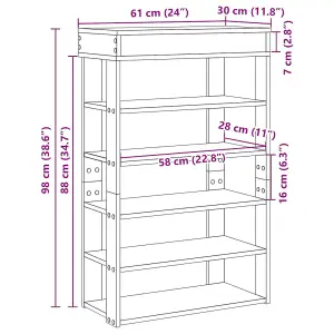 Berkfield Shoe Rack Old Wood 60x30x98 cm Engineered Wood