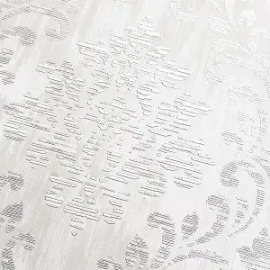 Muriva Silver Damask Metallic effect Embossed Wallpaper