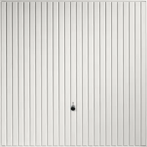 Regency Standard size Vertically ribbed White Up & over Unglazed Garage door, (H)2134mm (W)2286mm