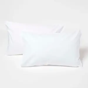 Homescapes White Cotton Kids Pillowcases 40 x 60 cm 200 Thread Count, 2 Pack