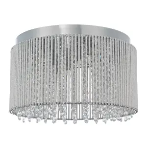 Anson Lighting Galina 10lt Flush chrome effect plate and clear crystal glass