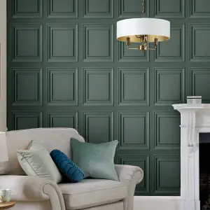 Laura Ashley Redbrook Green Wood panel effect Smooth Wallpaper