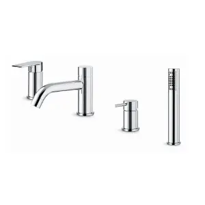 Fonthill Chrome effect Surface-mounted 4 Tap Hole Shower mixer Tap with Pull-out Shower Head