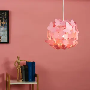 ValueLights Pink Ceiling Pendant Shade and B22 GLS LED 6W Warm White 3000K Bulb