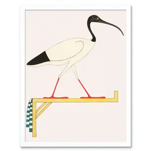 Sacred Ibis Bird Thoth Egyptian Vintage - Print White Framed Unframed / 43cm H x 33cm W x 2cm D