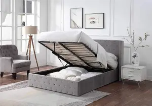 Storage Bed With Mattress Winged Ottoman Bed Frame Brushed Velvet