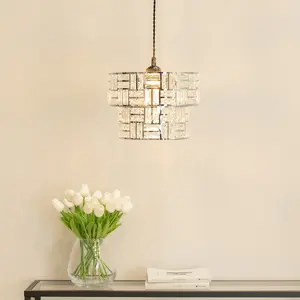 ValueLights Elise Pair of Acrylic Jewel Silver Two Tier Easy Fit Lamp Shades and LED Bulbs