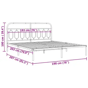 Berkfield Metal Bed Frame without Mattress with Headboard Black 193x203cm