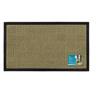 JVL Firth Tile Rubber Door Mat, 40x70cm, Beige