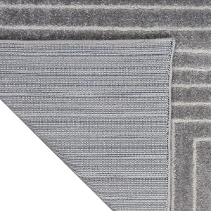 Grey Ivory Geometric ,Luxurious Modern Abstract Easy to clean Rug for Bedroom & Living Room-160cm X 221cm