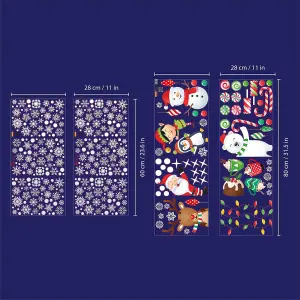 Santa's friends with Snowflakes in Candyland Christmas Wall Stickers Living room DIY Home Decorations