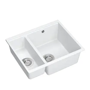 Quadron Logan 151 Workstation Sink 1.5 Bowl, White GraniteQ material