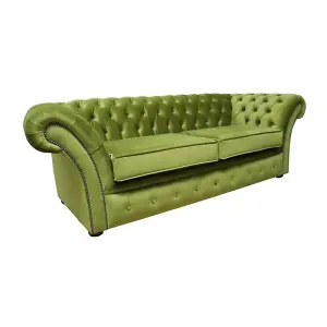 Chesterfield 3 Seater Malta Grass Green Velvet Sofa Settee Bespoke In Balmoral Style