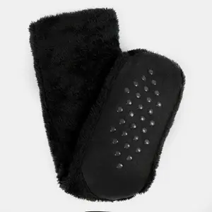 Teddy Fleece Womens Bed Socks Fluffy 2 Pairs Sherpa Non Slip Sole, Black