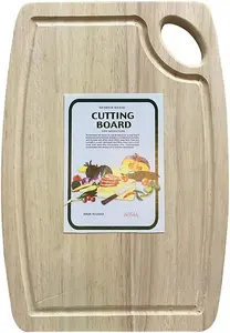 KAV Rubber Bamboo Organic Wood Cutting Board for Kitchen-Thick Chopping Board for Vegetable, Meat, Cheese (Large- 35x25 cm)