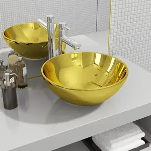 Berkfield Wash Basin 32.5x14 cm Ceramic Gold