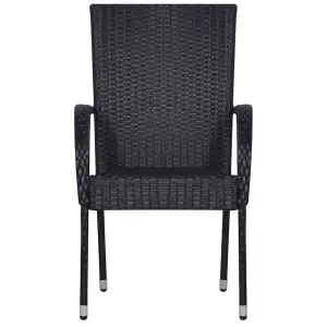 Berkfield Stackable Outdoor Chairs 4 pcs Poly Rattan Black