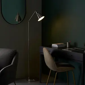 Luminosa Brescia Task Floor Lamp, Bright Nickel Plate