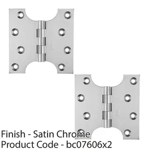 2 PACK - PAIR 102 x 102 x 4mm Parliament Hinge - Satin Chrome Internal Door