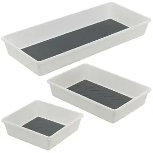 URBNLIVING 17cm Width 6Pcs Non Slip Tray Set Kitchen Office Drawer Utensils Multi Purpose Organizer