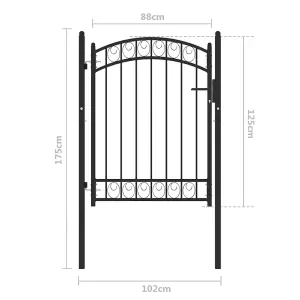 Berkfield Fence Gate with Arched Top Steel 100x125 cm Black