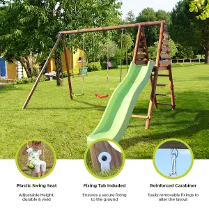 Violette Wooden Swing Set with Slide