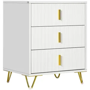 HOMCOM 3 Drawer Dresser, Chest of Drawers Storage Cabinet, White