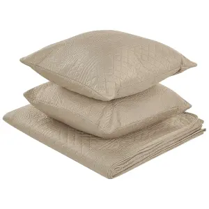 Bedspread with Cushions SHUSH 140 x 210 cm Taupe