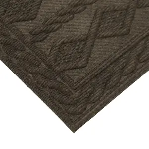 JVL Knit Rubber Backed Indoor Doormat, 40x60cm, Brown