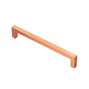 Square Block Pull Handle 170 x 10mm 160mm Fixing Centres Satin Copper