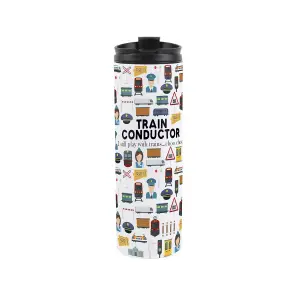 Train Conductor Travel Mug - Novelty Railway Workers Gift - Stainless Steel Double-Walled Hot/Cold Drinks Travel Flask