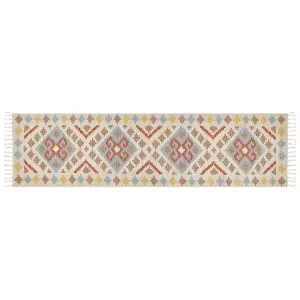 Cotton Kilim Runner Rug 80 x 300 cm Multicolour ATAN